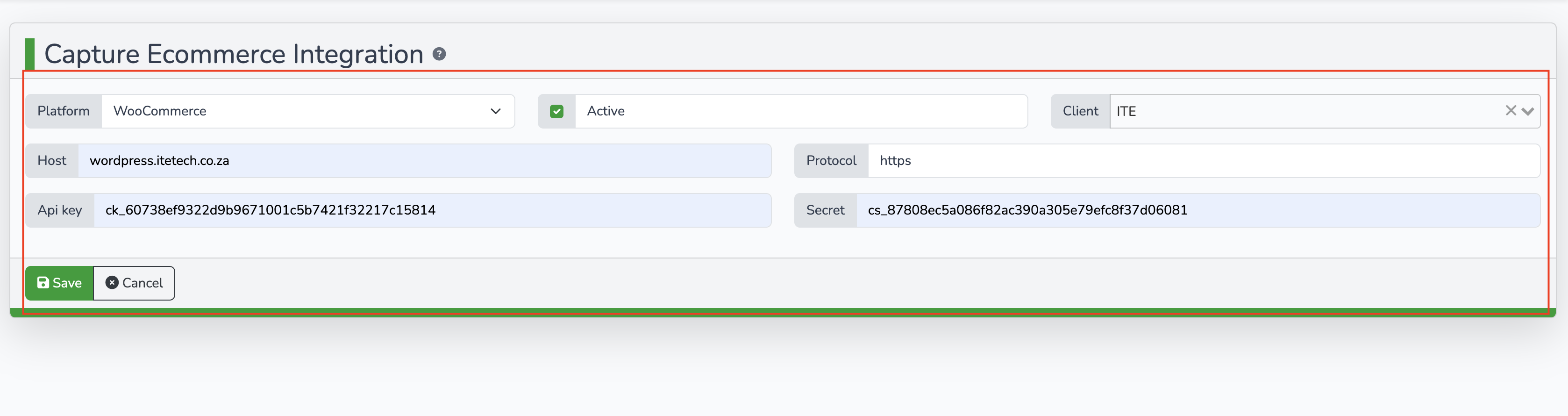 Capture wooCommerce credentials